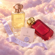 Close-up of the All About Us kit with the Now, breathe card and the Scent Harmony ribbon