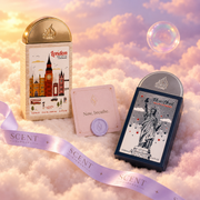 Close-up of the City Lights kit with the Now, breathe card and the Scent Harmony ribbon