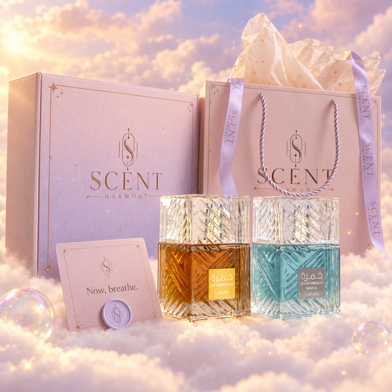 Kit de regalo Desert Oasis para compartir delante de la caja y la bolsa de regalo de Scent Harmony