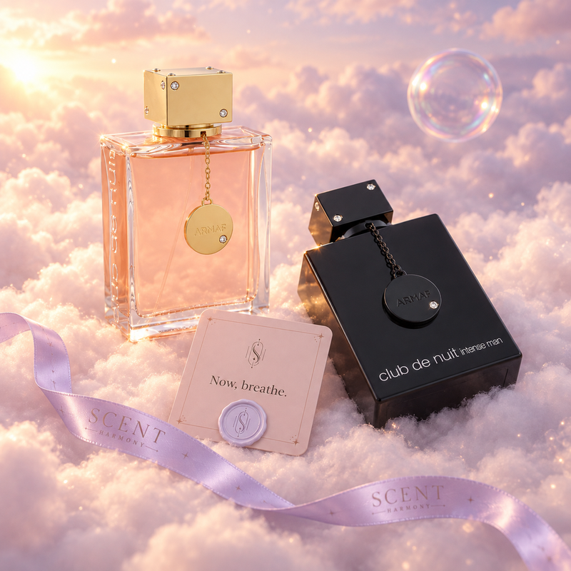 Close-up of the First Dance kit with the Now, breathe card and the Scent Harmony ribbon
