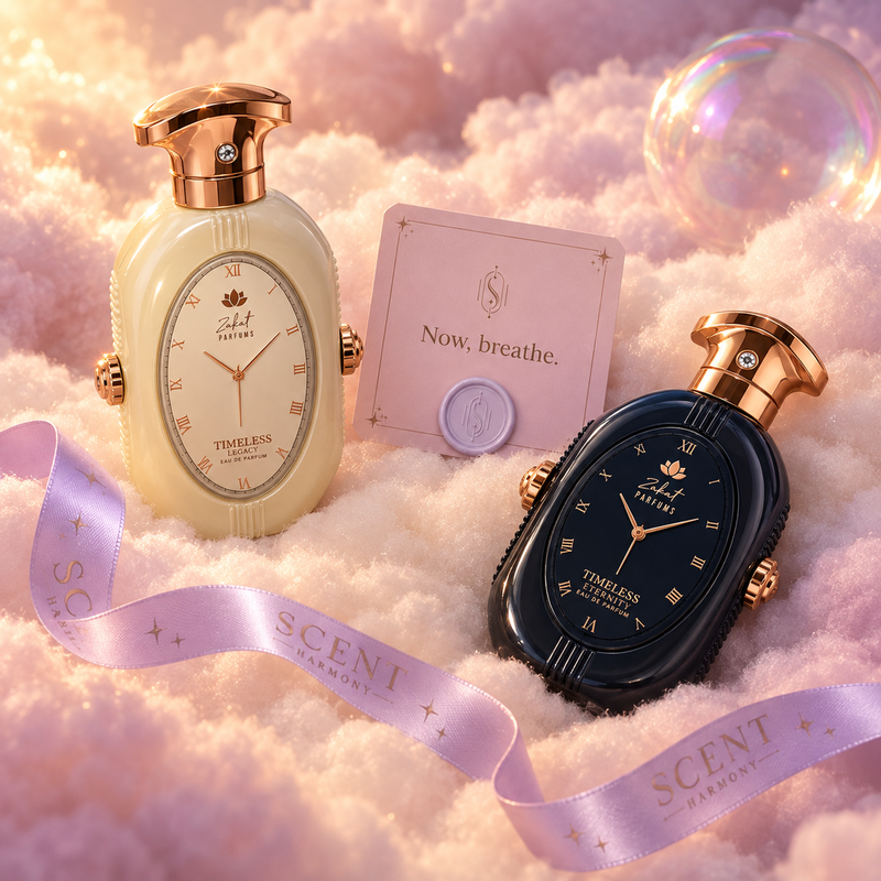 Close-up of the Forever & Always kit with the Now, breathe card and the Scent Harmony ribbon