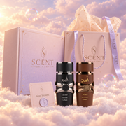 Lion's Den gift set for him, in front of the Scent Harmony box and gift bag