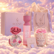 Morning Bloom gift set for her, in front of the Scent Harmony box and gift bag